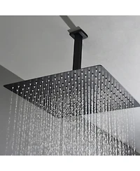 Rainsken 16" Matte Black Shower Head - Luxury Rainfall Showerhead with Self-Cleaning Nozzles, Universal Fit