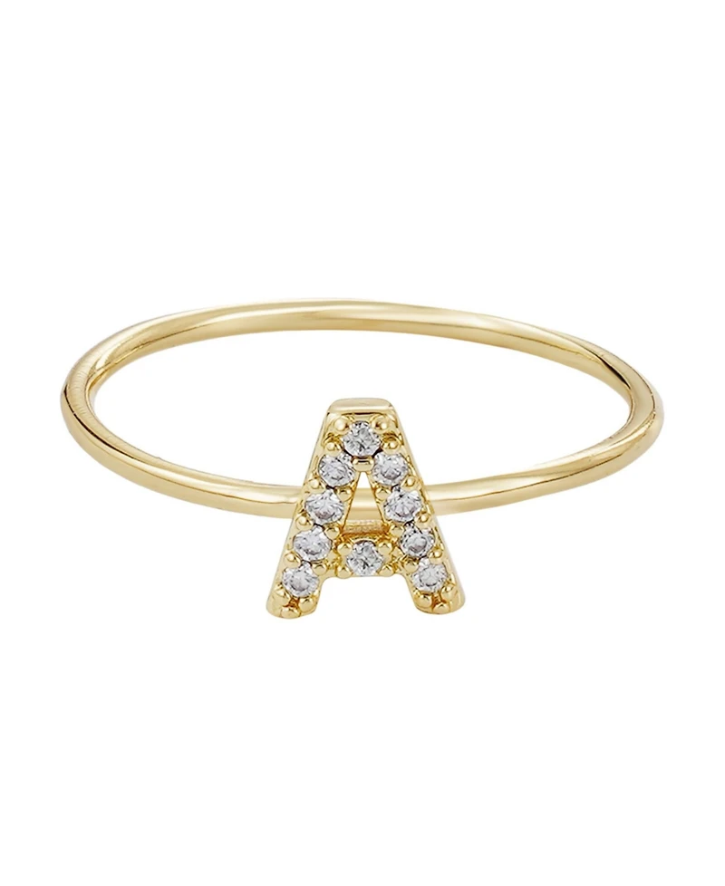 Adornia Gold Cubic Zirconia Pave Initial Ring A sz 6