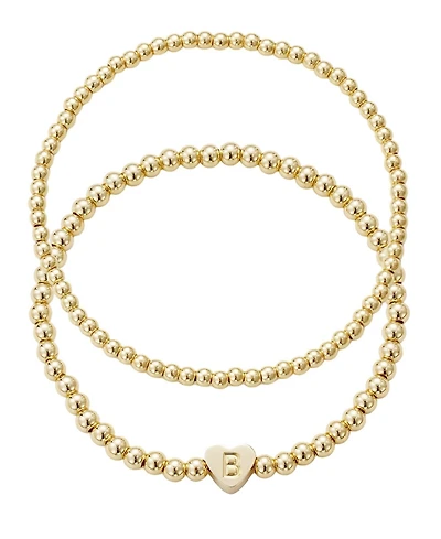 Adornia Gold Ball Bead Initial Bracelet Set