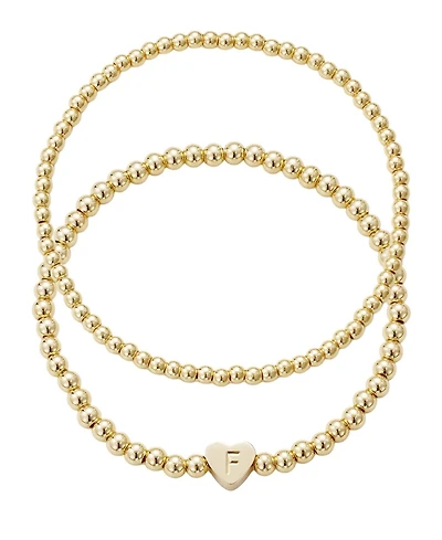 Adornia Gold Ball Bead Initial Bracelet Set