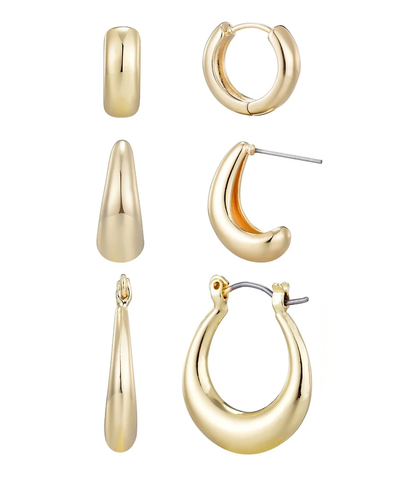 Adornia Gold Plated Hoop Earrings Set