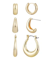 Adornia Gold Plated Hoop Earrings Set