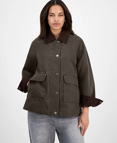 Bcbg Women's Corduroy-Collar Barn Jacket, Exclusively at Macy's