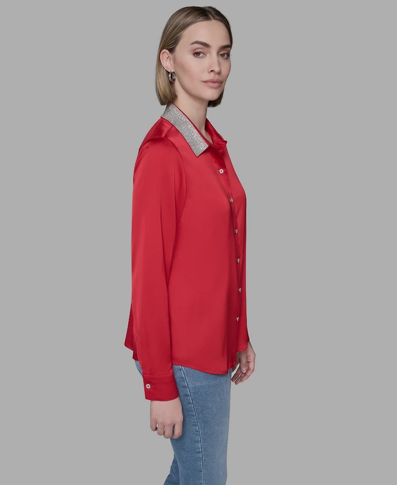 Karl Lagerfeld Paris Women's Collared Neck Shirt