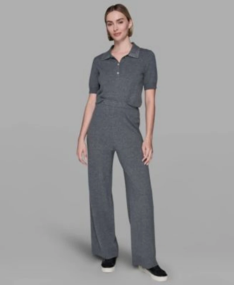 Karl Lagerfeld Paris Womens Embellished Collar Sweater Pull On Pants