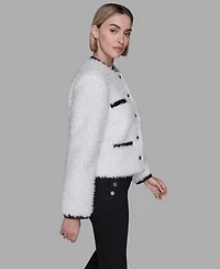 Karl Lagerfeld Paris Women's Crewneck Pocket Detail Jacket