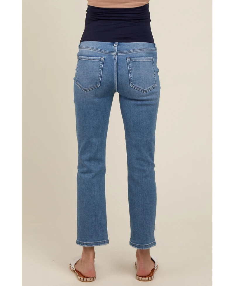 Pinkblush Maternity Blue Slim Straight Ankle Crop Jeans