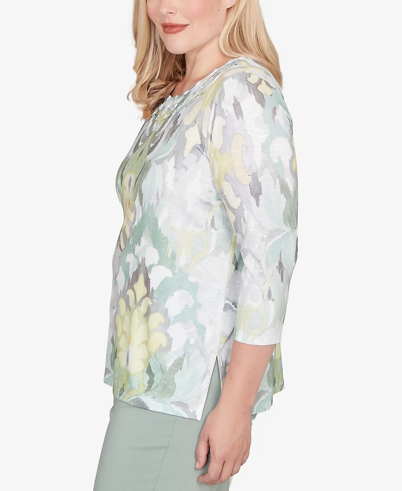 Alfred Dunner Stockbridge Ikat Medallion Pattern Soft Knit Top