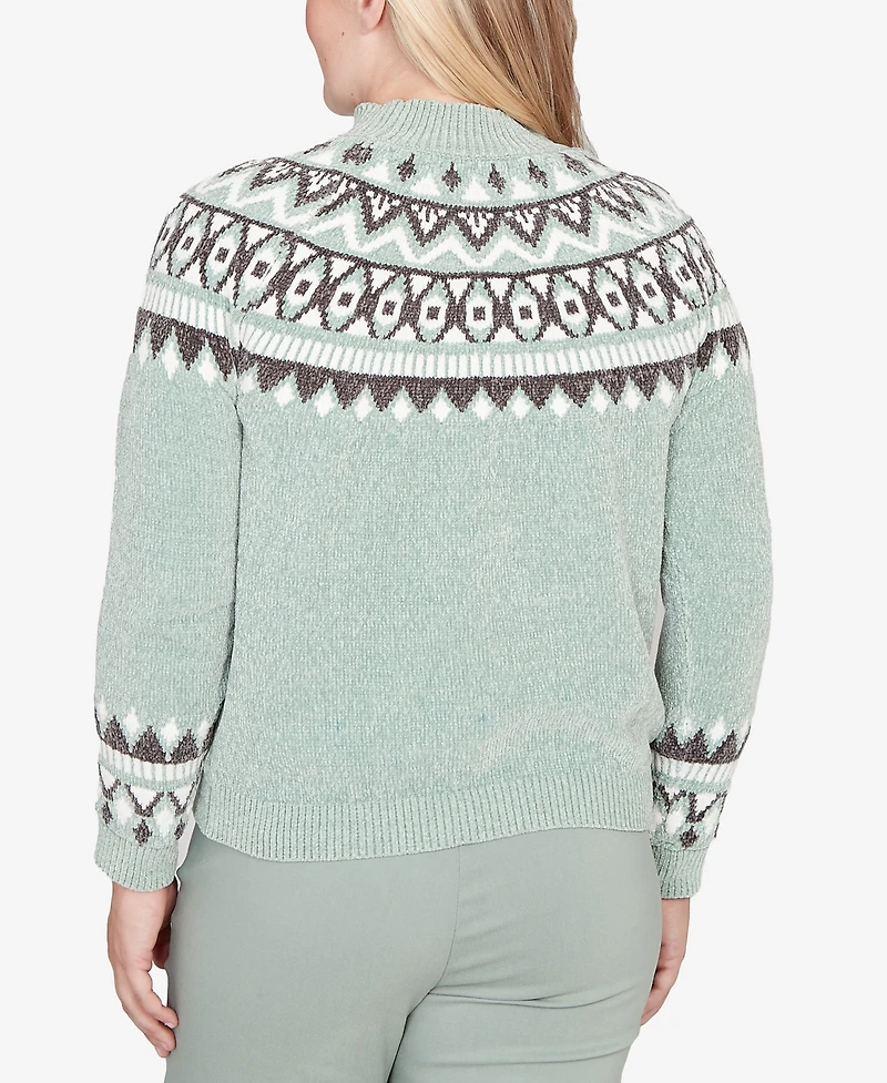 Alfred Dunner Stockbridge Fair Isle Pattern Chenille Sweater