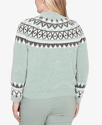Alfred Dunner Stockbridge Fair Isle Pattern Chenille Sweater