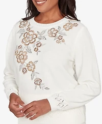 Alfred Dunner Vienna Floral Embroidered Chenille Sweater