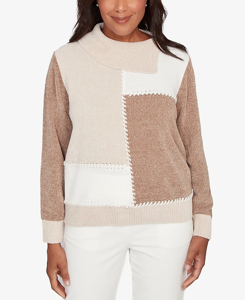 Alfred Dunner Vienna Neutral Tones Colorblock Sweater