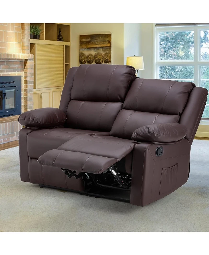 Aecojoy Loveseat Recliner with Heat&Massage Function, Rv Couch Wall-Hugger Reclining Sofa