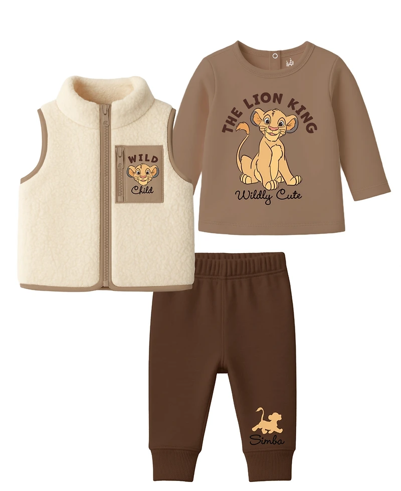 Disney Baby Boys 3-Piece Lion King Vest, Top and Joggers Set