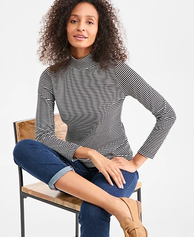 Style & Co Women's Printed Mock-Neck Knit Top, Macy's Exclusive