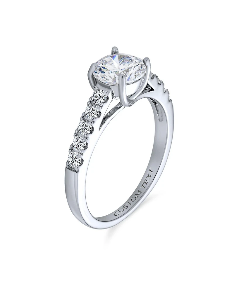 Bling Jewelry Classic 1.75CT Cz Round Solitaire Promise Ring Cubic Zirconia Pave Band .925 Sterling Silver