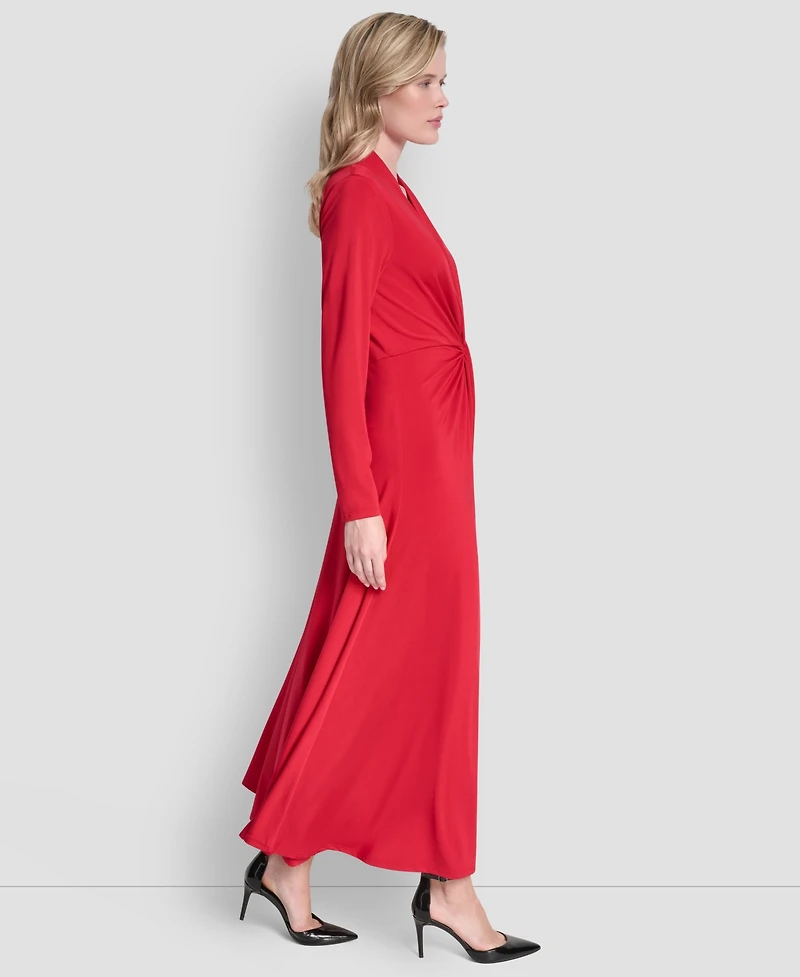 Dkny Women's Long Sleeve V-Neck O-Ring Dress
