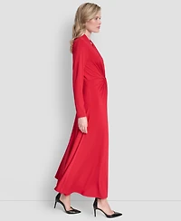 Dkny Women's Long Sleeve V-Neck O-Ring Dress