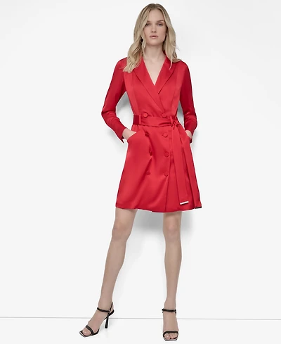 Dkny Women's Long Sleeve Double Breasted Shirtdress