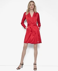 Dkny Women's Long Sleeve Double Breasted Shirtdress