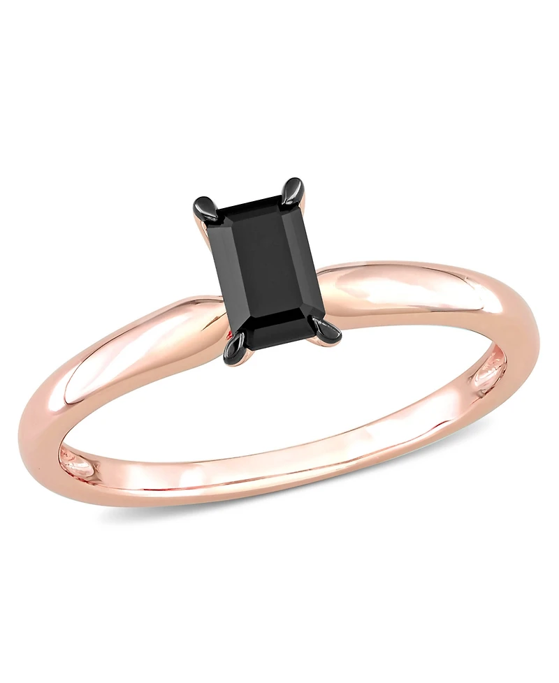 Macy's Emerald Cut Black Diamond Solitaire Engagement Ring (1/2 ct. t.w.) 14K Rose Gold