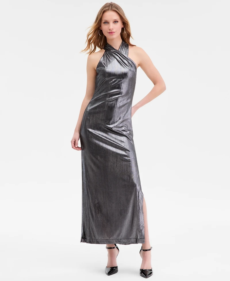 Rachel Roy Women's Harlard Twist Neck Metallic Maxi Dress