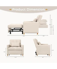 Aecojoy 31.5" Sleeper Chair, Convertible Chair Bed for Adults, 3-in-1 Pull Out Sofa Chair