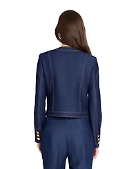 Tahari Asl Women's Denim Cropped Long Sleeve Jacket