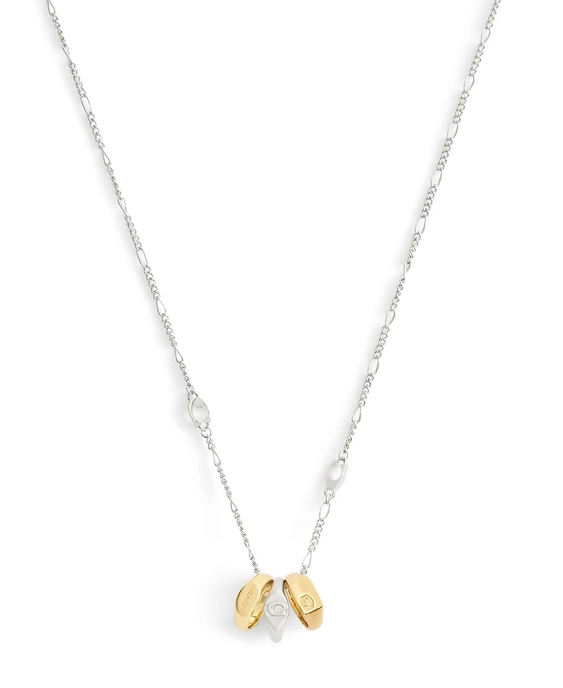 Coach Two-Tone Signature Signet Rondelle Pendant Necklace