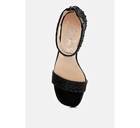 Cady Rhinestones And Sequins Block Sandals Women