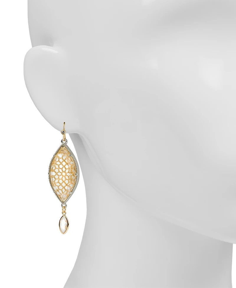 Patricia Nash Glass and Resin Stone Matte Gold-Tone and Rhodium Marquise Drop Earrings