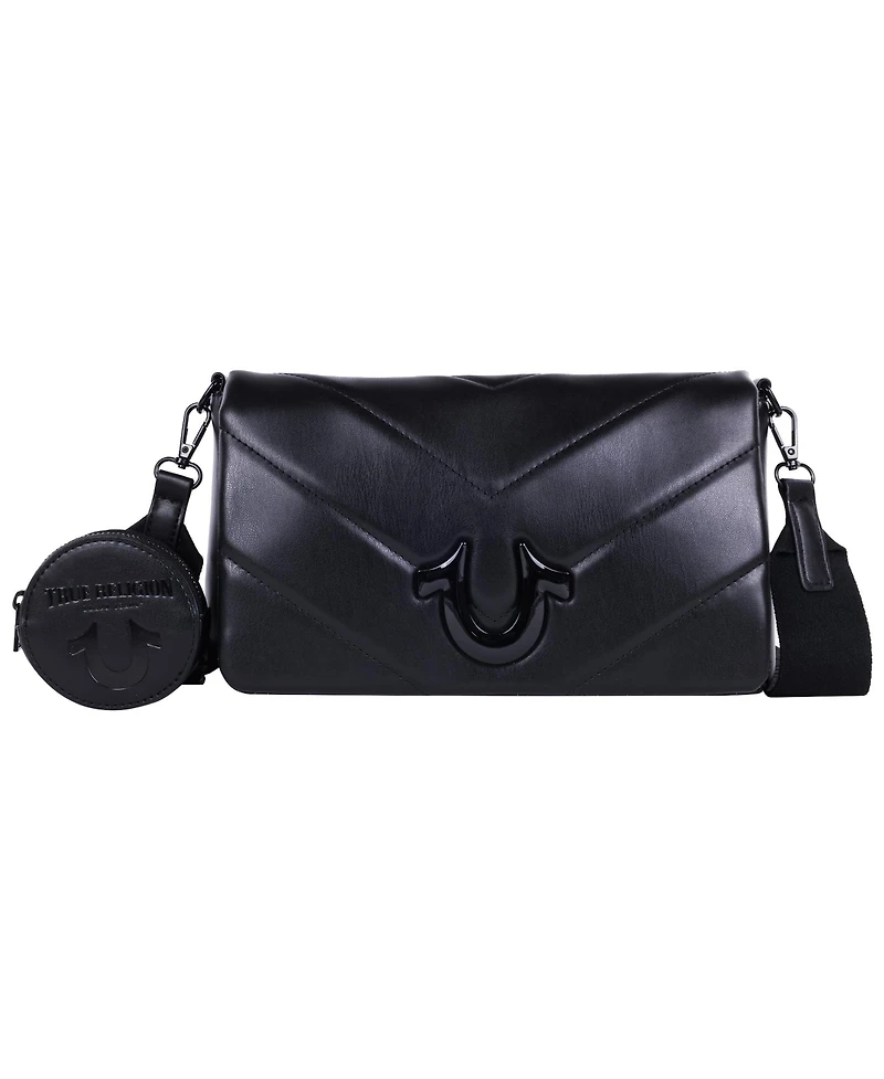 True Religion Quilted Flap Crossbody with Removable Pouch