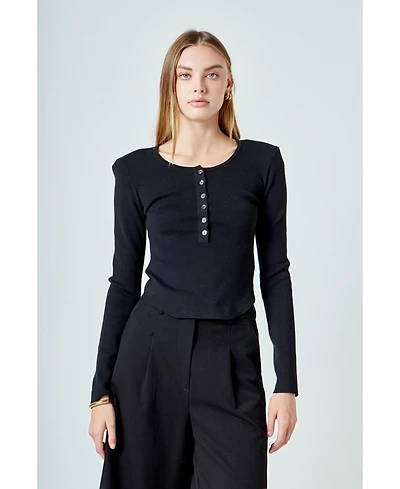endless rose Women's Shoulder Pad Knit Top