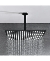 Rainsken Square Rain Shower System Faucet Set with Hand Shower, 16 inch Shower Head and Tub Spou, Matte Black
