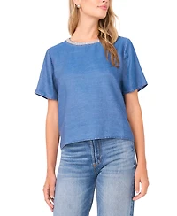 Vince Camuto Women's Short Sleeve Crewneck Top