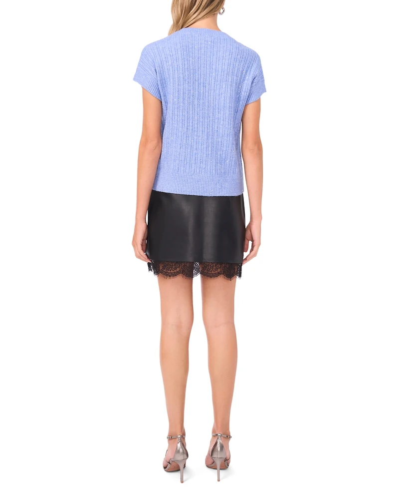 Vince Camuto Women's Lurex Short Sleeves Sweater