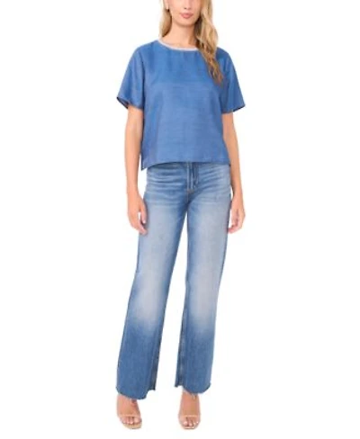 Vince Camuto Womens Short Sleeve Crewneck Top Smocked Waist Wide Leg Pants