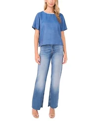 Vince Camuto Womens Short Sleeve Crewneck Top Smocked Waist Wide Leg Pants