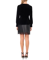 Vince Camuto Women's V-Neck Peplum Long Sleeves Top