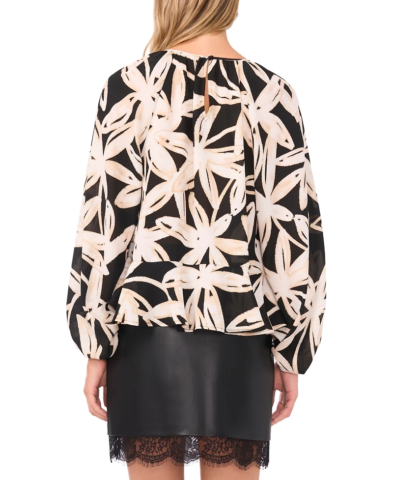 Vince Camuto Women's Ruffle Crewneck Long Sleeve Top