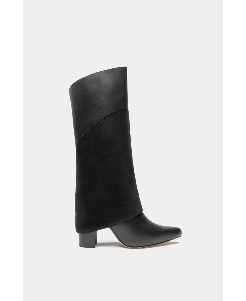 Leather Tall Overlay Boots Vanilla By Dante