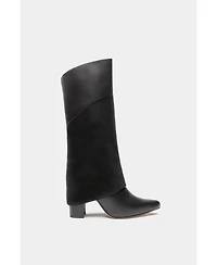 Leather Tall Overlay Boots Vanilla By Dante