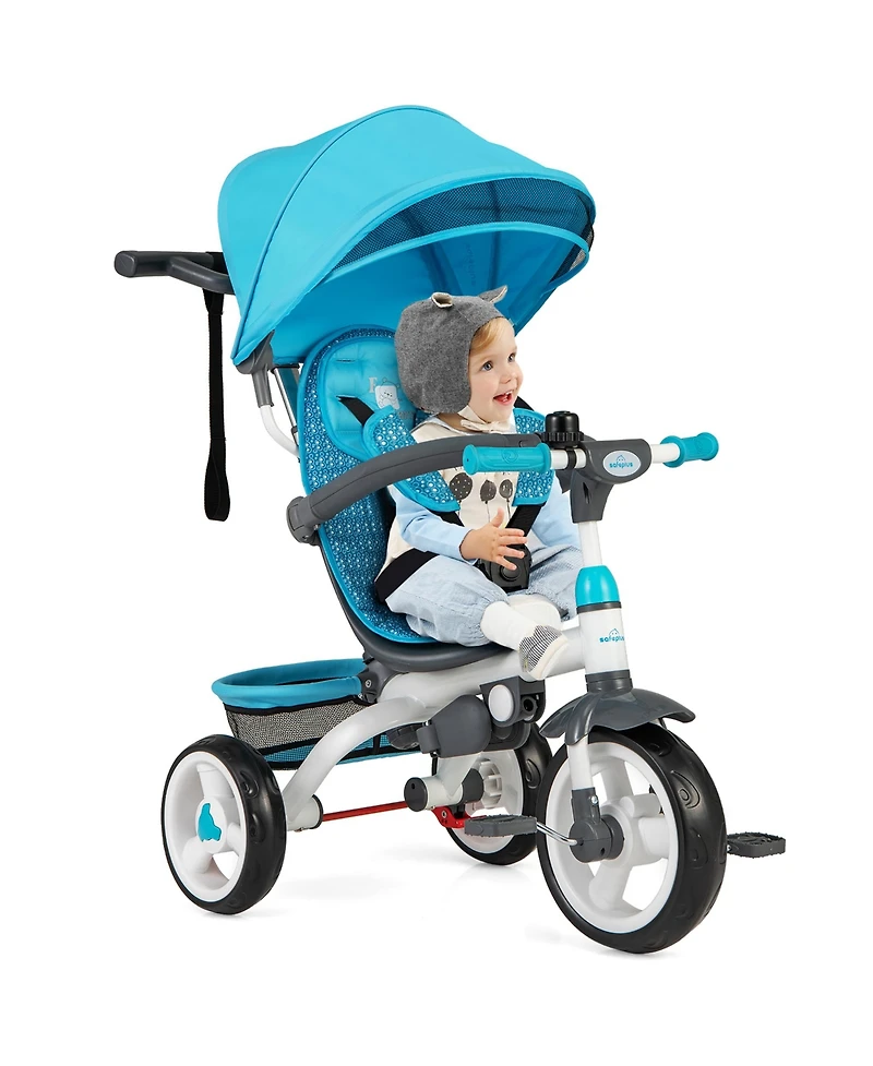 Gymax Toddler Tricycle Stroller 6-in-1 Push Trike w/ Removable 5-Position Canopy