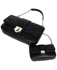True Religion Quilted Flap Shoulder Bag with Mini Bag