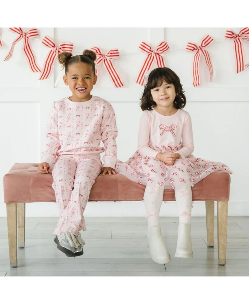 Sweet Wink Toddler Girls Candy Cane Confetti Christmas Long Sleeve Tutu Dress