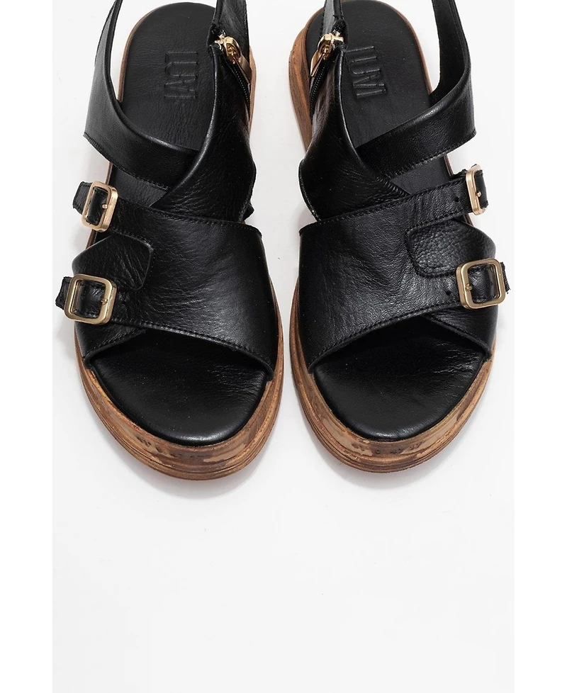 Forever & Always Shoes Levine Leather Buckled Side-Zip Sandal (Women)