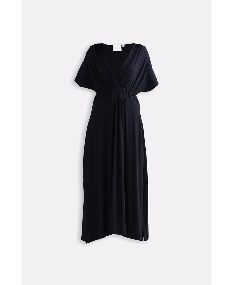 Reistor Women's Flowy A-Line Maxi Dress with Side Slits Black