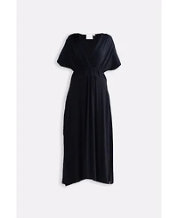 Reistor Women's Flowy A-Line Maxi Dress with Side Slits Black