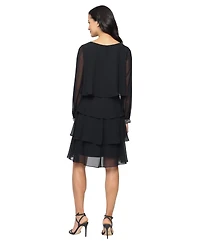 Sl Fashions Women's Rhinestone-Cuff Tiered Dress