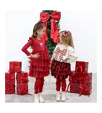 Sweet Wink Baby Girls Ruby Red Velvet Tiered Christmas Tutu Skirt